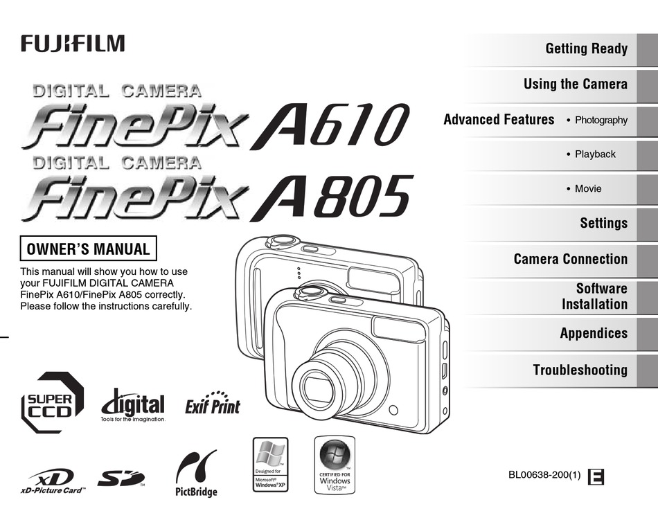 FUJIFILM FINEPIX A805 OWNER