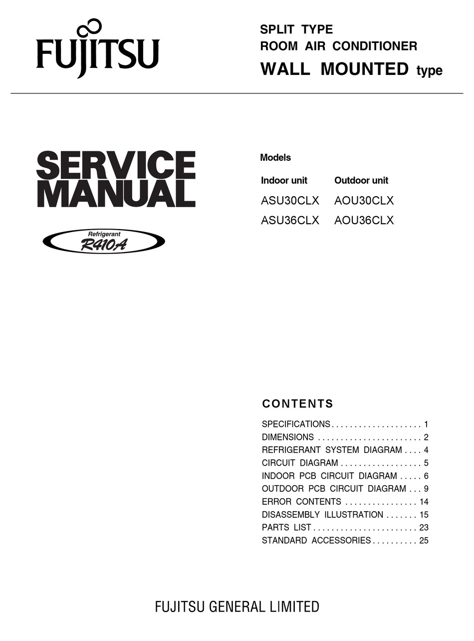 FUJITSU AOU30CLX SERVICE MANUAL Pdf Download ManualsLib