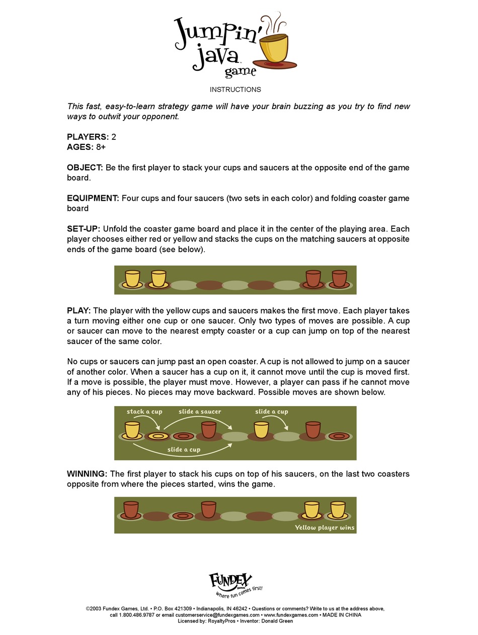 FUNDEX GAMES JUMPIN JAVA USER INSTRUCTIONS Pdf Download | ManualsLib