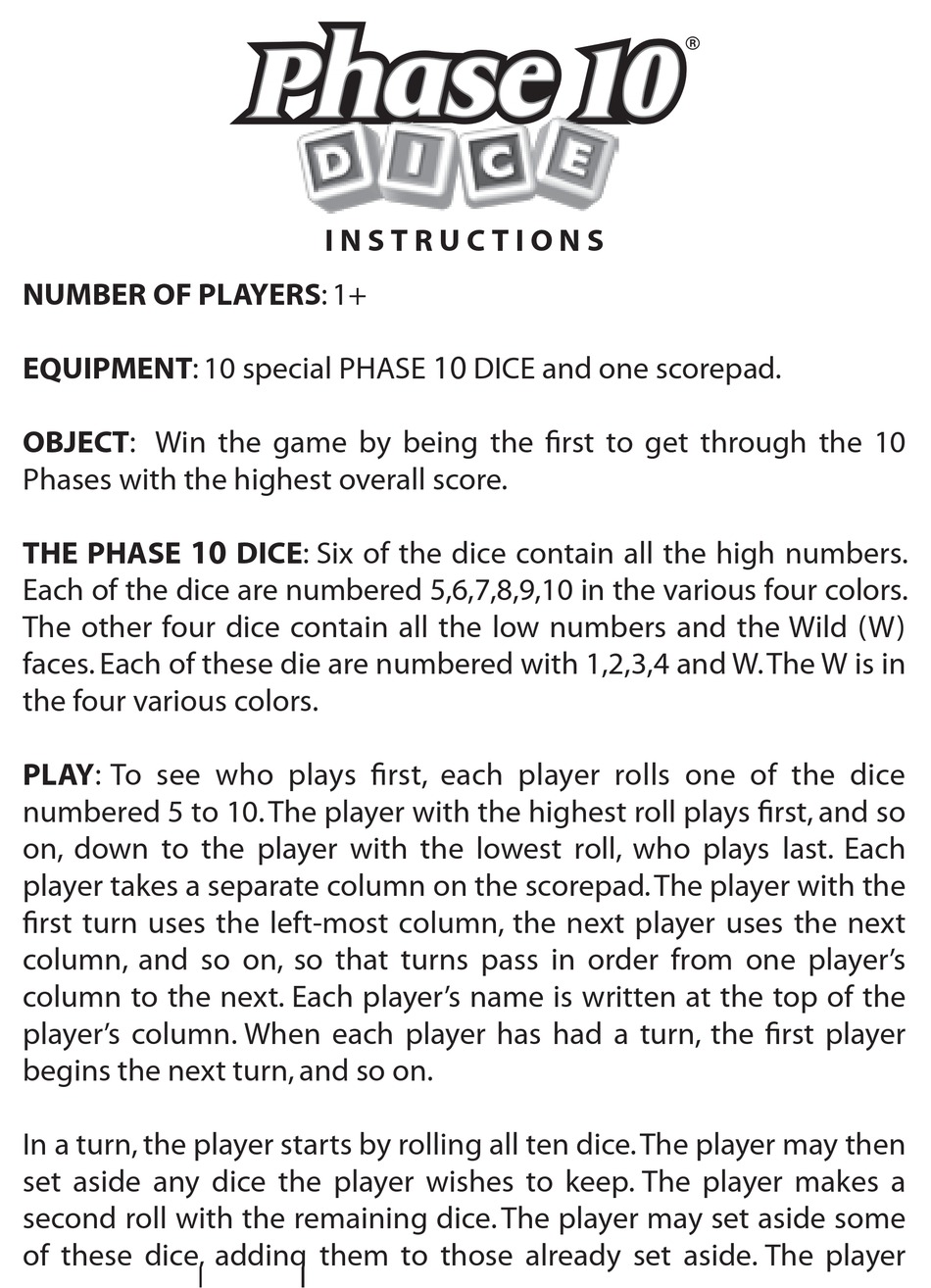 how to play phase 10 directions