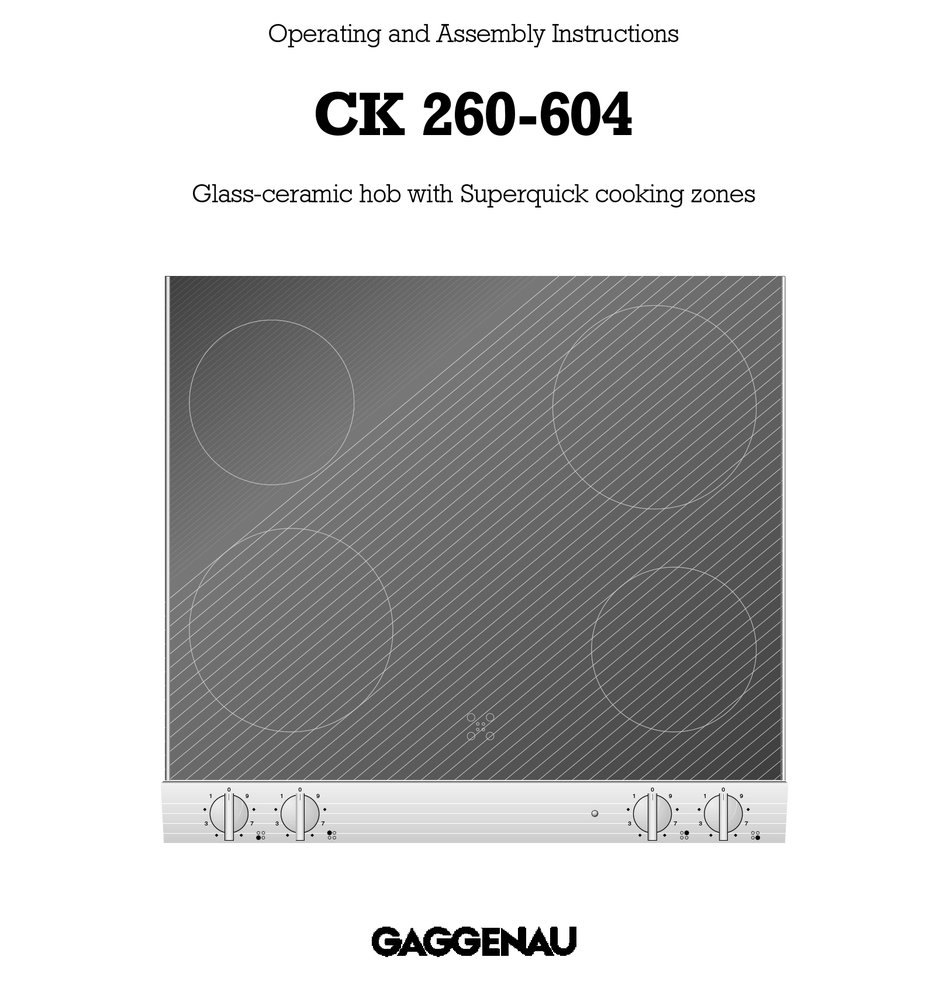 GAGGENAU CK 260604 OPERATING AND ASSEMBLY INSTRUCTIONS MANUAL Pdf