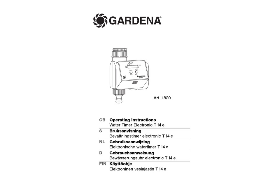 Gardena Water Timer Electronic T 14 E Operating Instructions Manual Pdf Manualslib - Gardena Electronic Watertimer 31229 Gardena Water Timer Electronic T 14 E Operating Instructions Manual Pdf Manualslib - Gardena Electronic Watertimer 31229