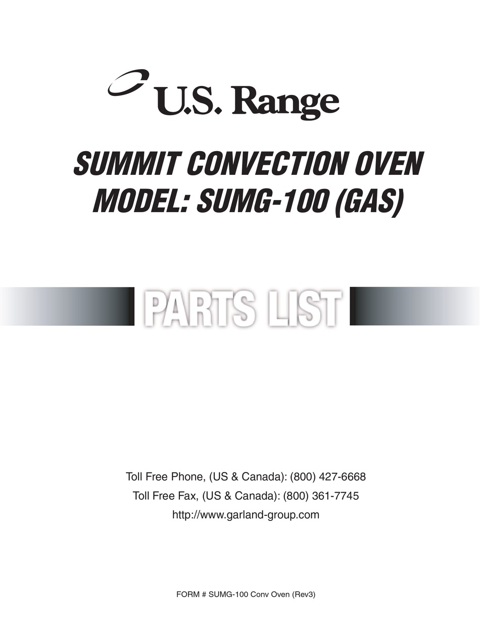U.S. RANGE SUMG100 (GAS) PARTS LIST Pdf Download ManualsLib