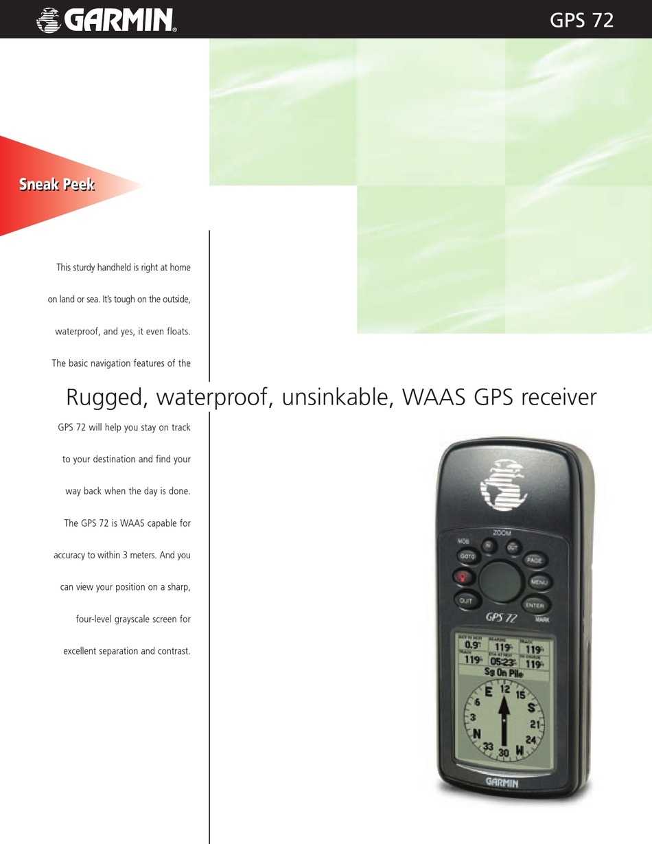 Awaken Are familiar tempo GARMIN GPS 72 SPECIFICATION SHEET Pdf Download | ManualsLib