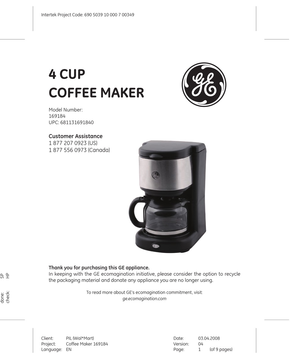 GE 169184 OWNER'S MANUAL Pdf Download 