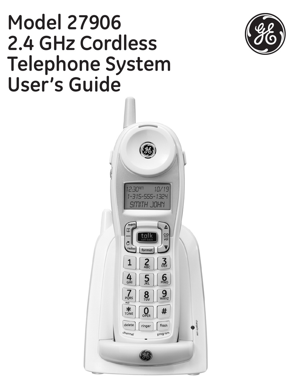 GE CORDLESS TELEPHONE SYSTEM 27906 USER MANUAL Pdf Download ManualsLib