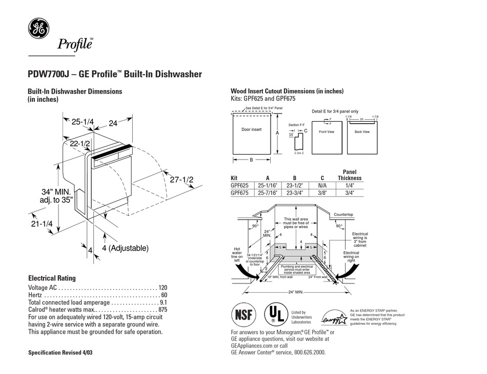 ge-profile-pdw7700j-specification-sheet-pdf-download-manualslib