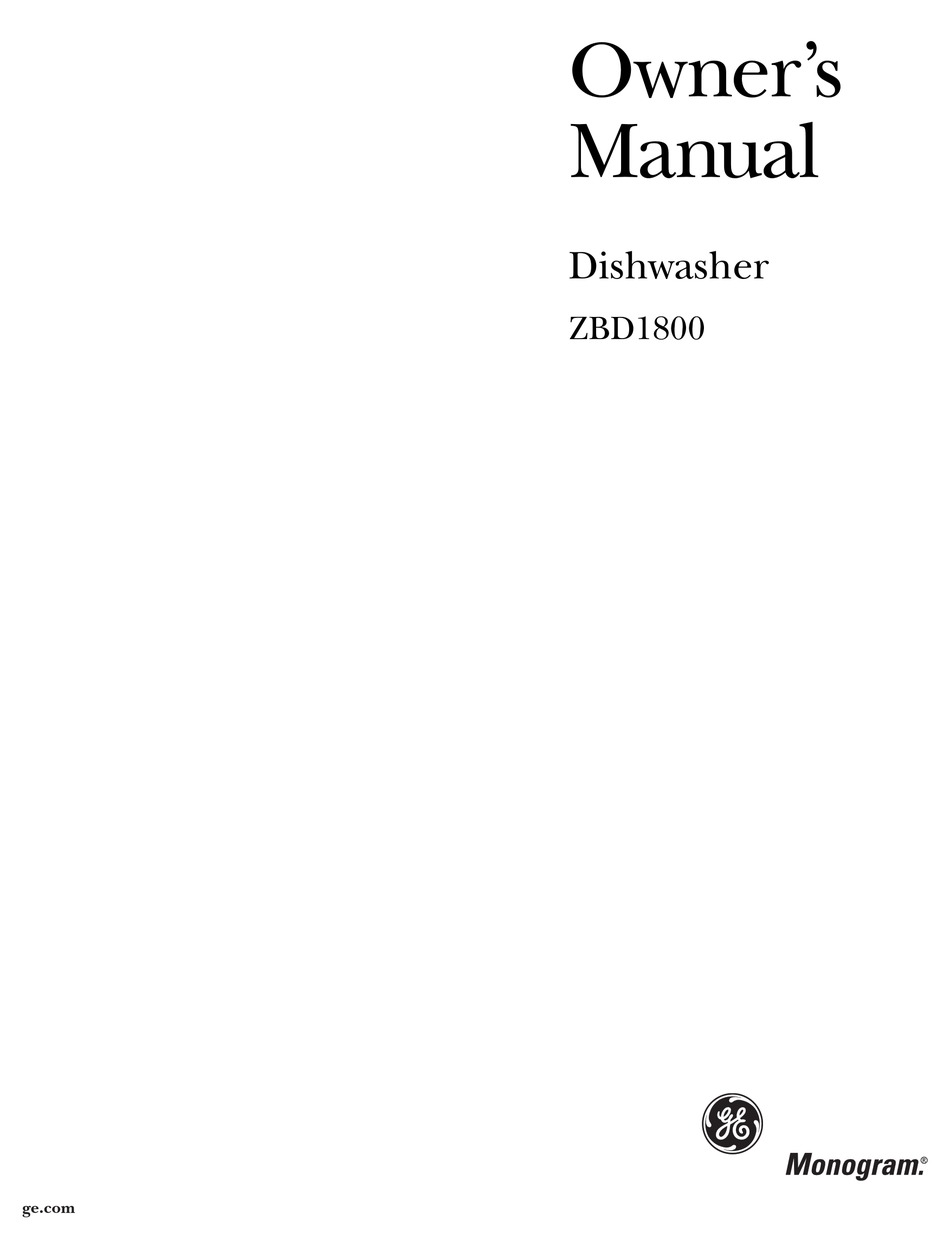 GE MONOGRAM ZBD1800 OWNER'S MANUAL Pdf Download ManualsLib