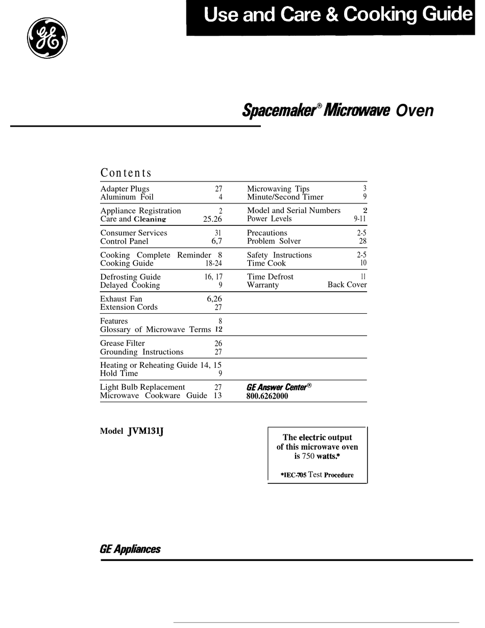 GE SPACEMAKER 164 D2092P127 USE AND CARE MANUAL Pdf Download ManualsLib