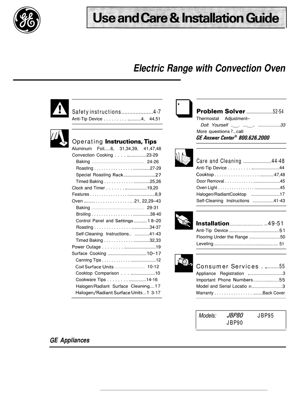 GE JBP80 USE AND CARE & INSTALLATION MANUAL Pdf Download | ManualsLib