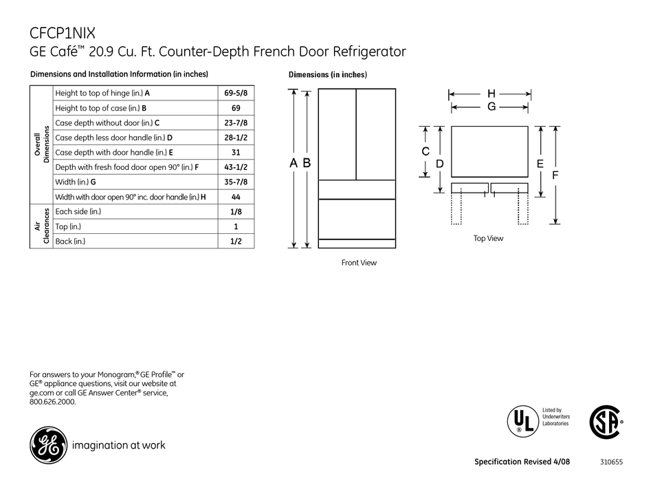 24+ Ge cafe fridge height information