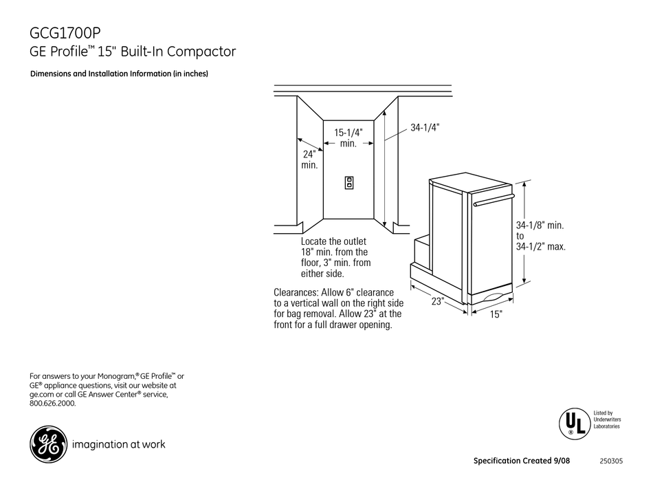 GE GCG1700P DIMENSIONS AND INSTALLATION INFORMATION Pdf Download ManualsLib