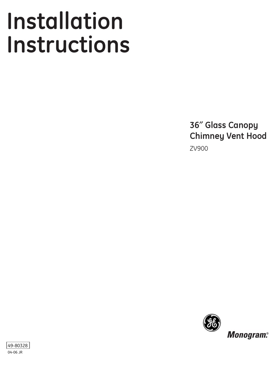 GE MONOGRAM ZV900 INSTALLATION INSTRUCTIONS MANUAL Pdf Download