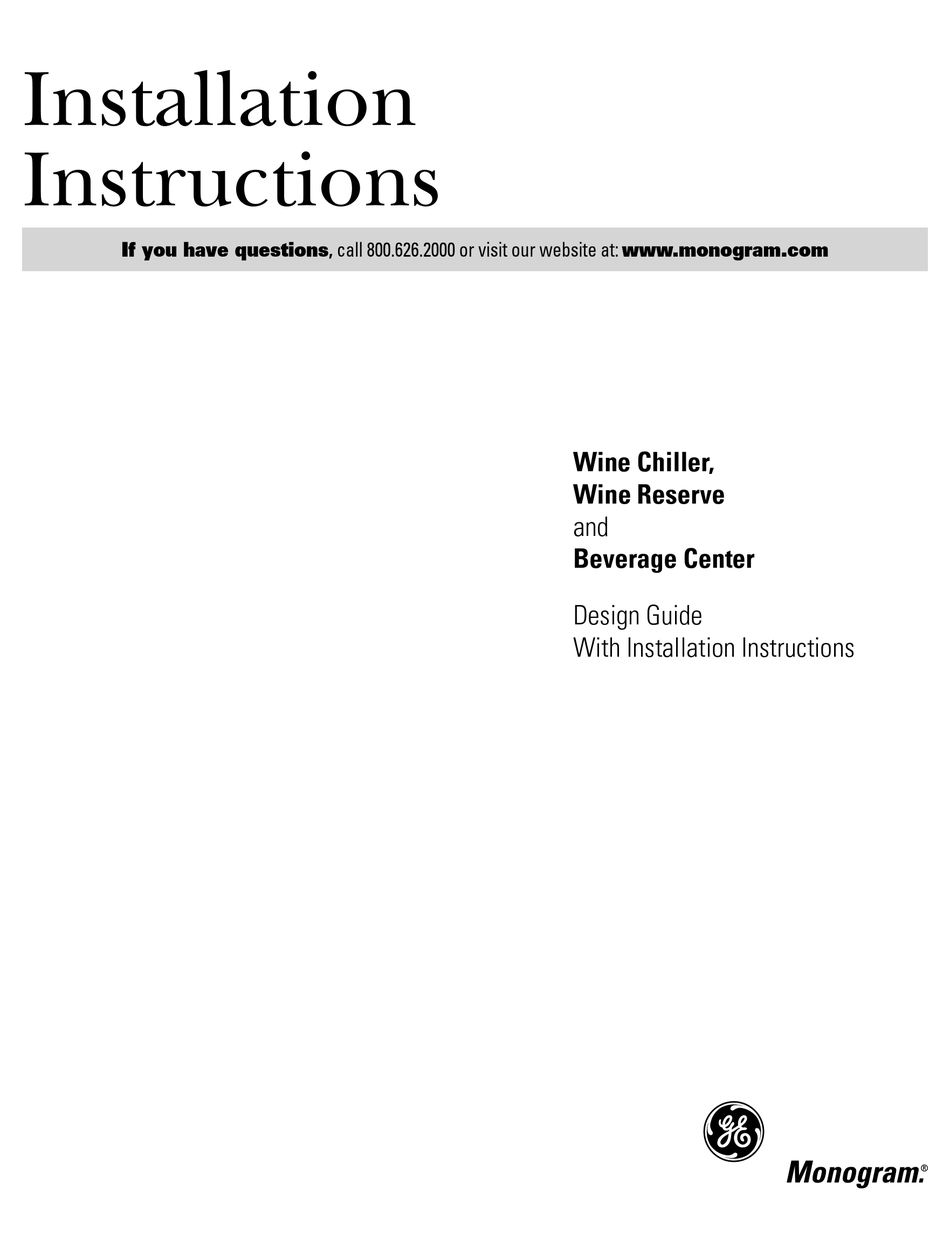 GE WINE CHILLER WINE RESERVE AND BEVERAGE CENTER DESIGN MANUAL Pdf