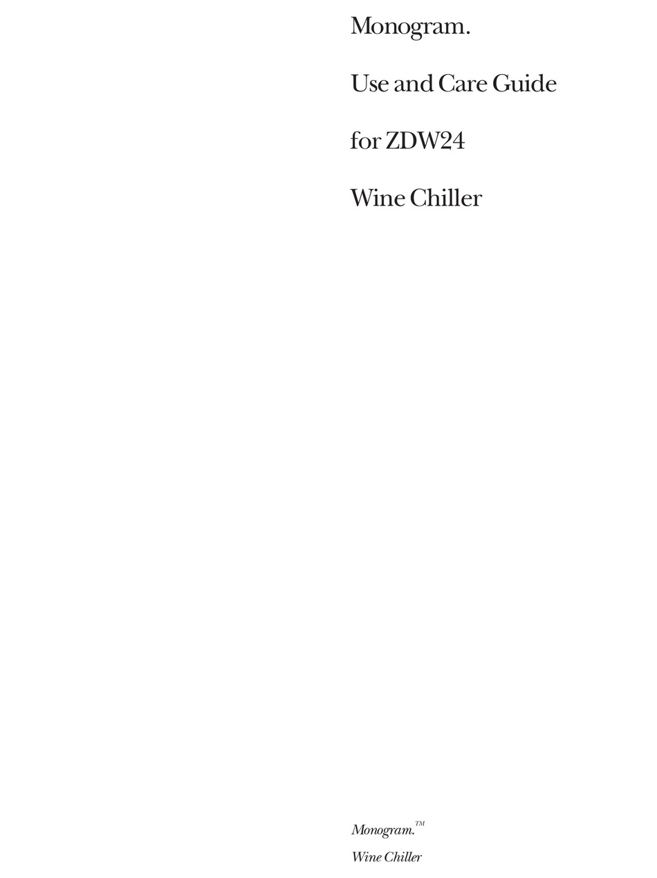 GE MONOGRAM ZDW24 USE AND CARE MANUAL Pdf Download ManualsLib