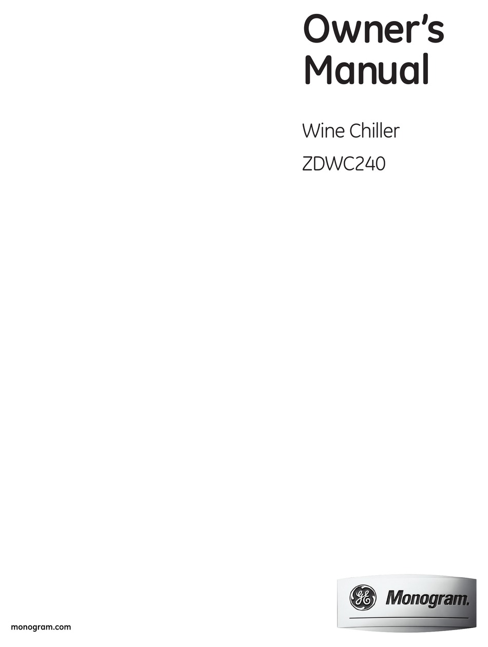 GE MONOGRAM ZDWC240 OWNER'S MANUAL Pdf Download ManualsLib