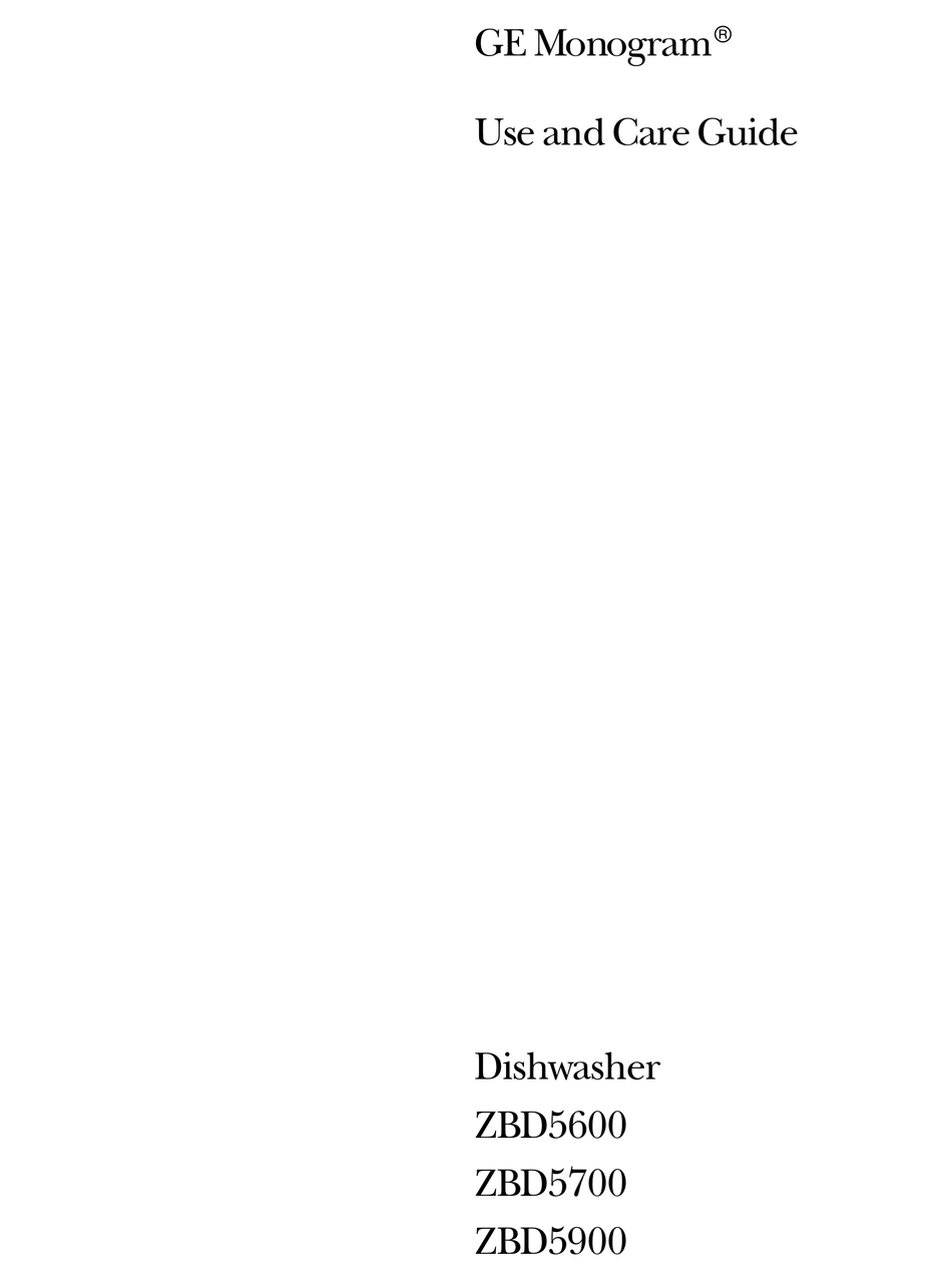 GE MONOGRAM ZBD5600 USE AND CARE MANUAL Pdf Download ManualsLib
