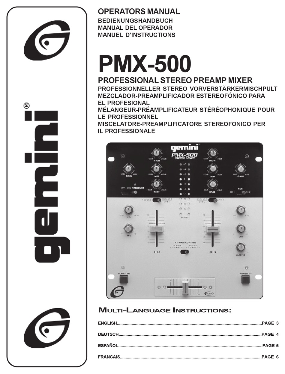 gli pmx 9000 mixer manual