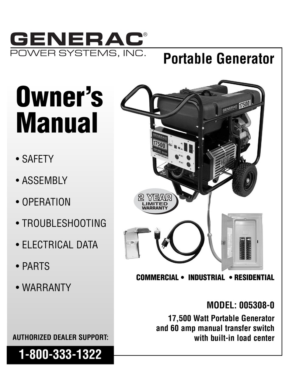 GENERAC POWER SYSTEMS 005308-0 OWNER'S MANUAL Pdf Download | ManualsLib