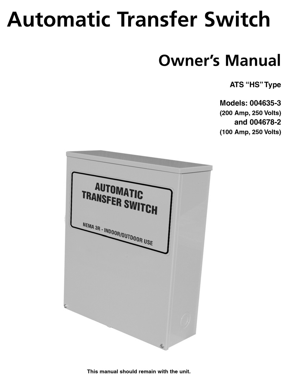 GENERAC POWER SYSTEMS 004635-3, 004678-2 OWNER'S MANUAL Pdf Download
