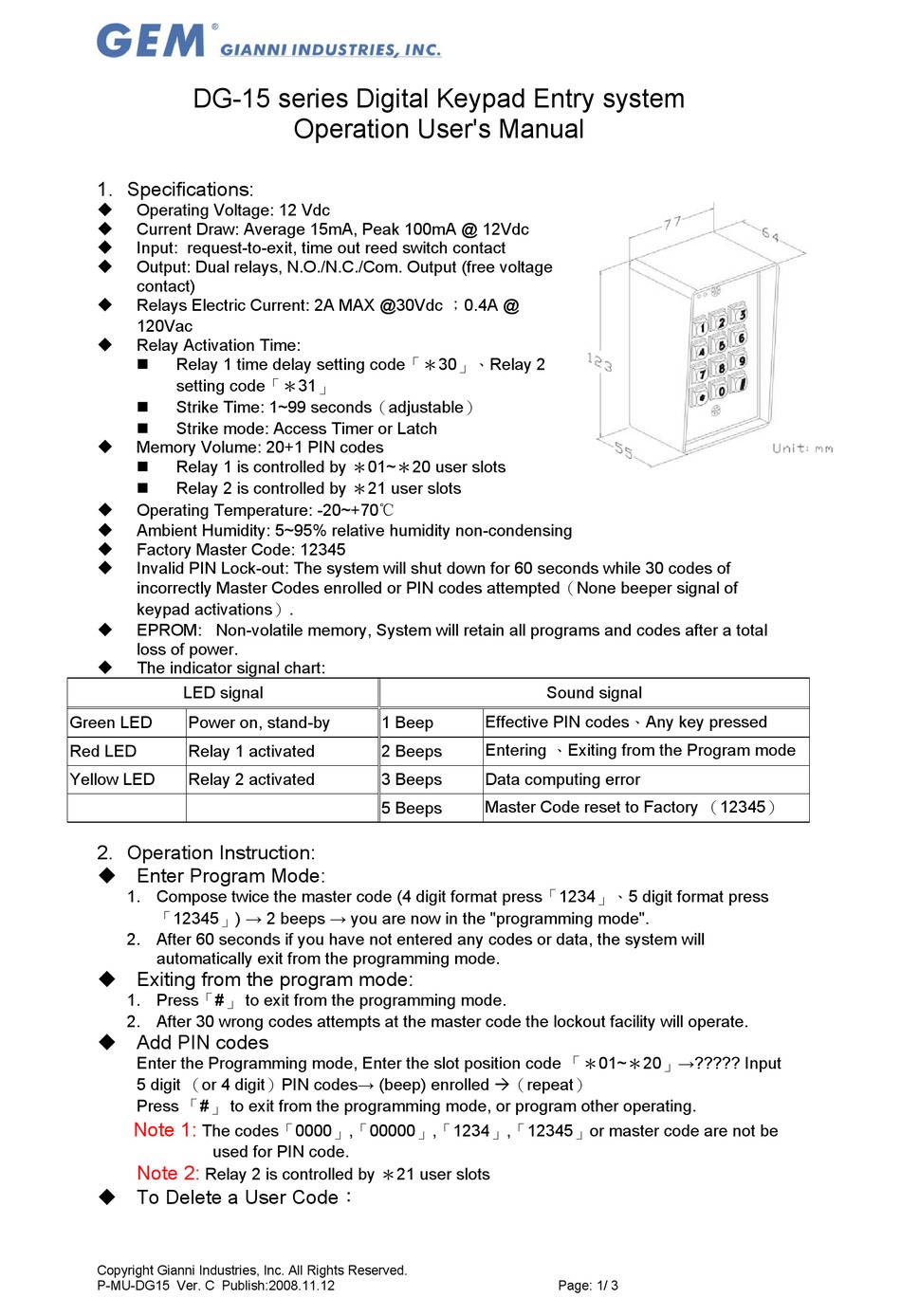 GEM DG 15 SERIES OPERATION USER S MANUAL Pdf Download ManualsLib
