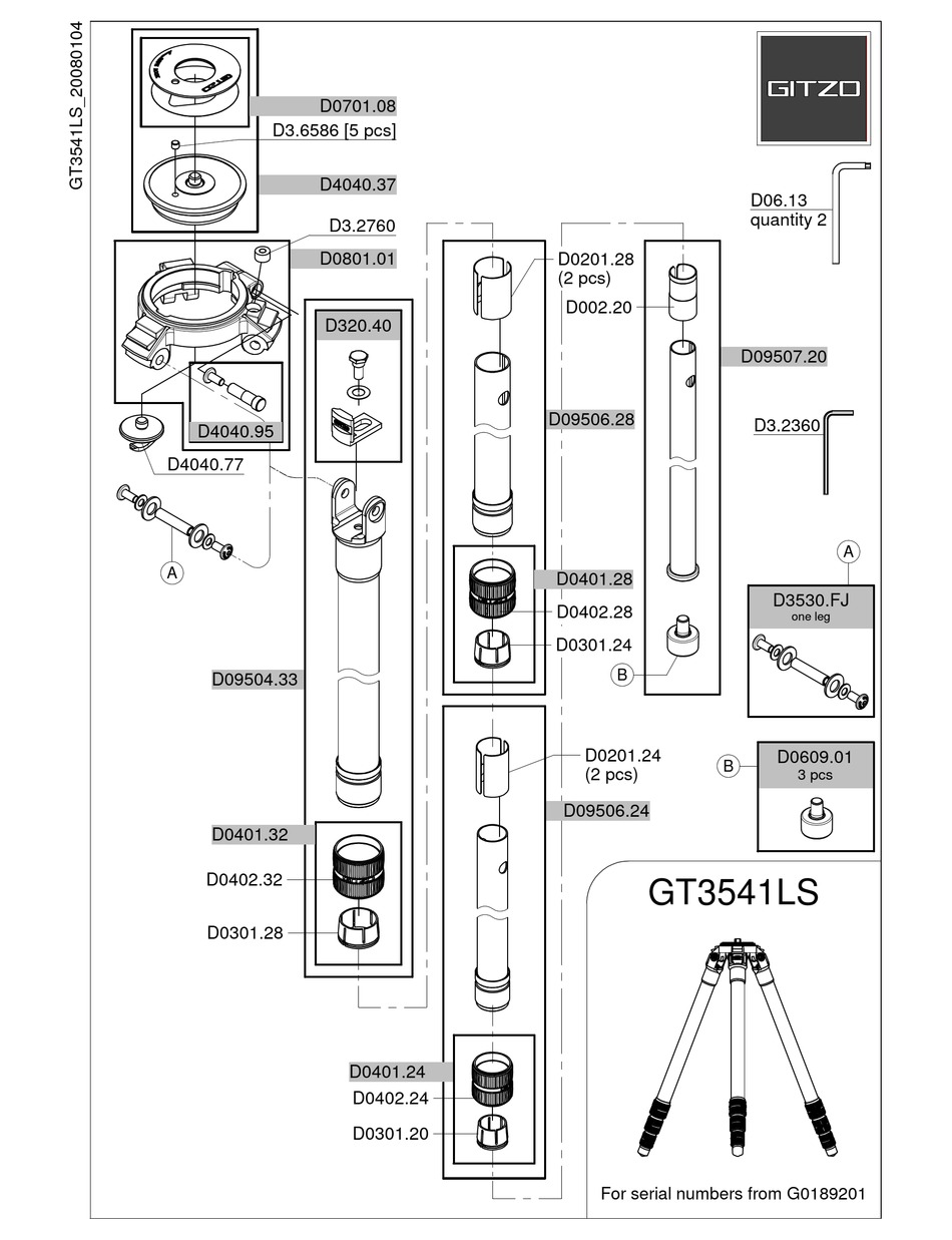 GITZO GT3541LS PARTS LIST Pdf Download ManualsLib
