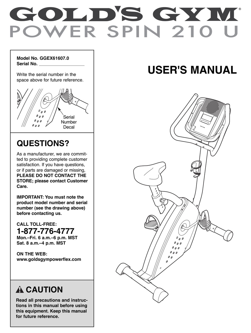 Exercise Bike Gold S Gym Ggex61607 0 User Manual