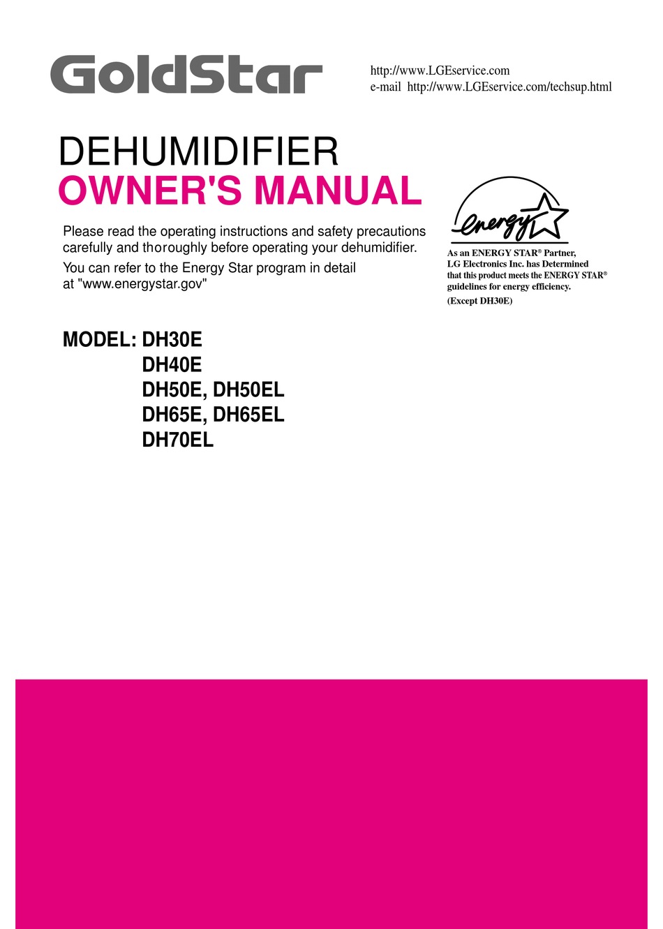 Goldstar Dh30e Dh40e Dh50e Dh50el Dh65e Dh65el Dh70el Owner S Manual Pdf Download Manualslib