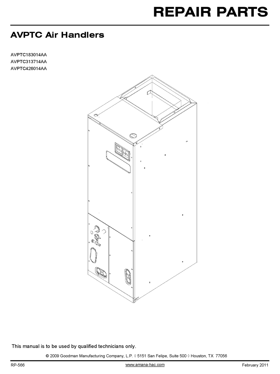 GOODMAN AVPTC183014AA REPAIR PARTS Pdf Download ManualsLib