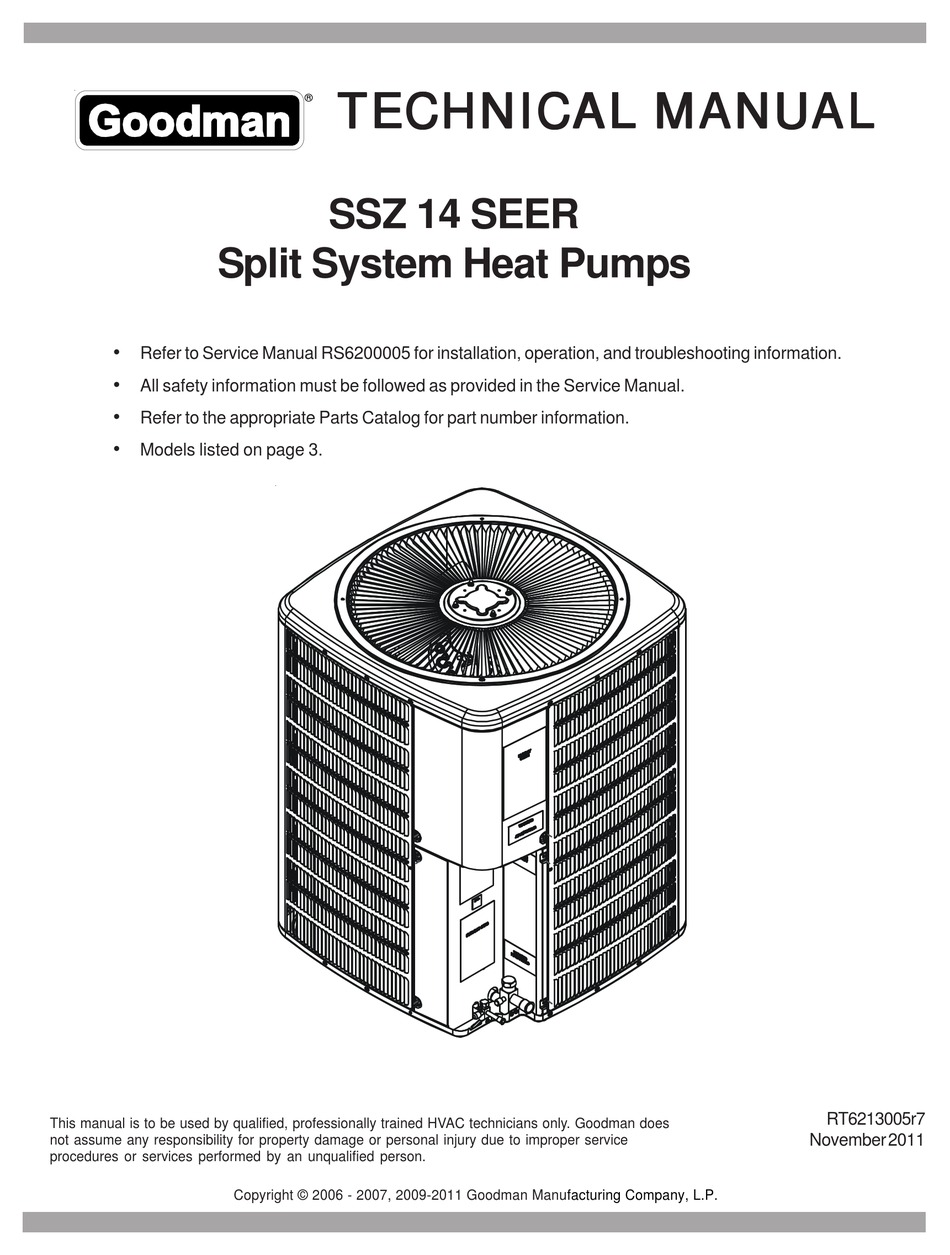 Goodman Ssz 14 Seer Technical Manual Pdf Download Manualslib