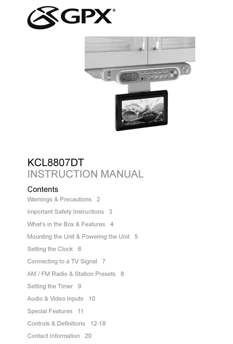 GPX KCL8807DT INSTRUCTION MANUAL Pdf Download ManualsLib
