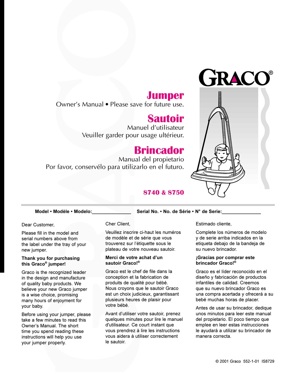 GRACO 8740 OWNER'S MANUAL Pdf Download | ManualsLib