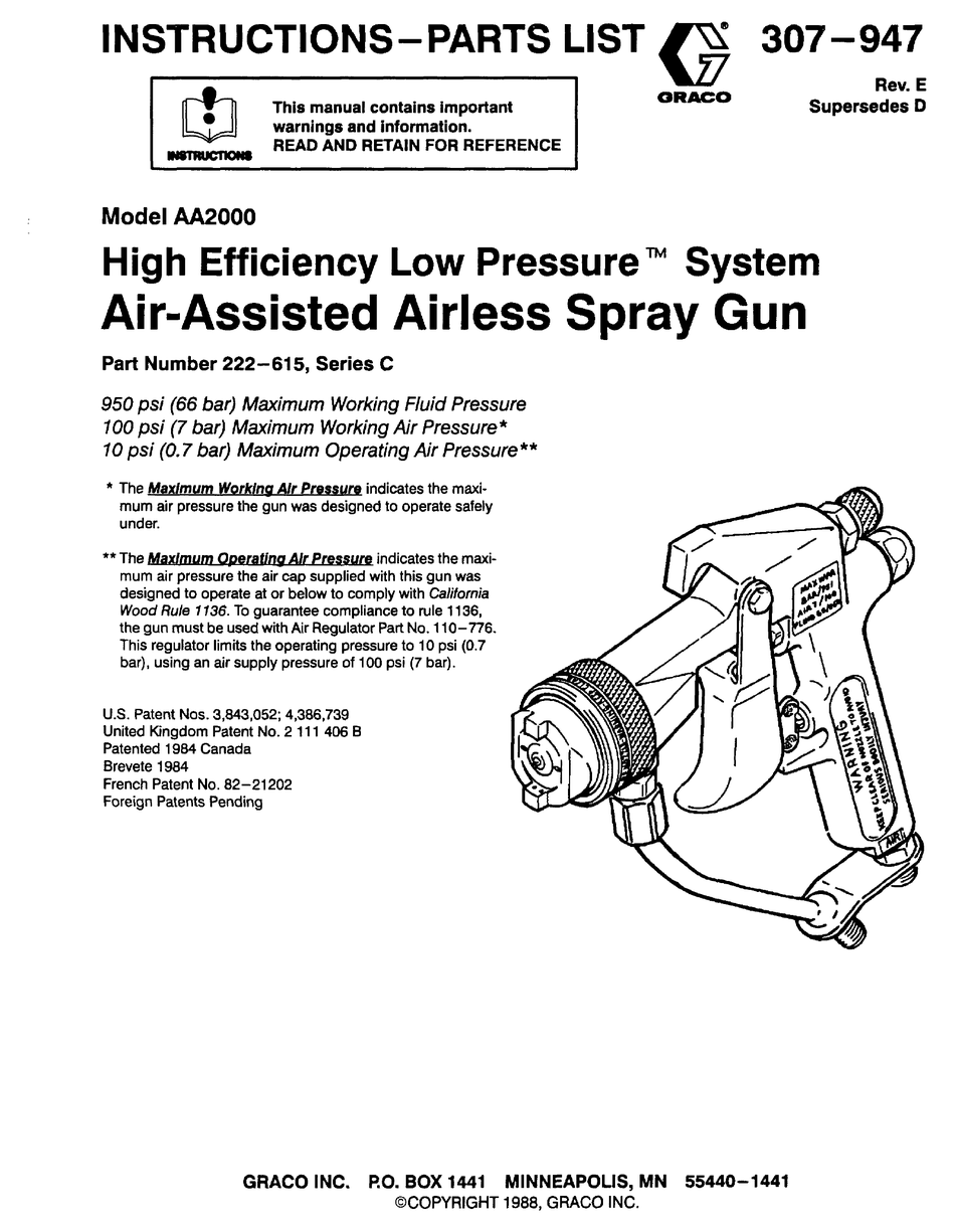 graco-high-efficiency-low-pressure-aa2000-instructions-parts-list