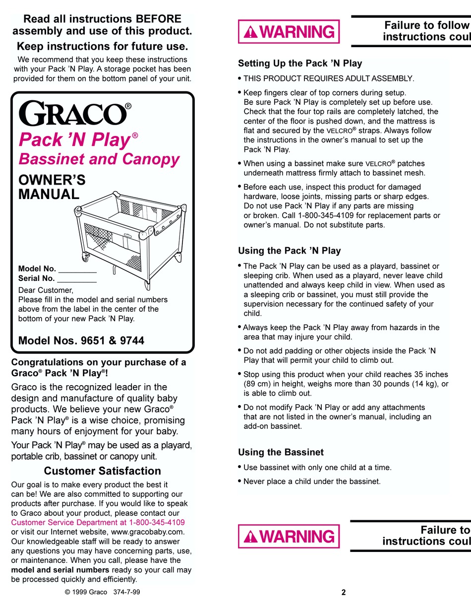 graco pack n play bassinet instructions