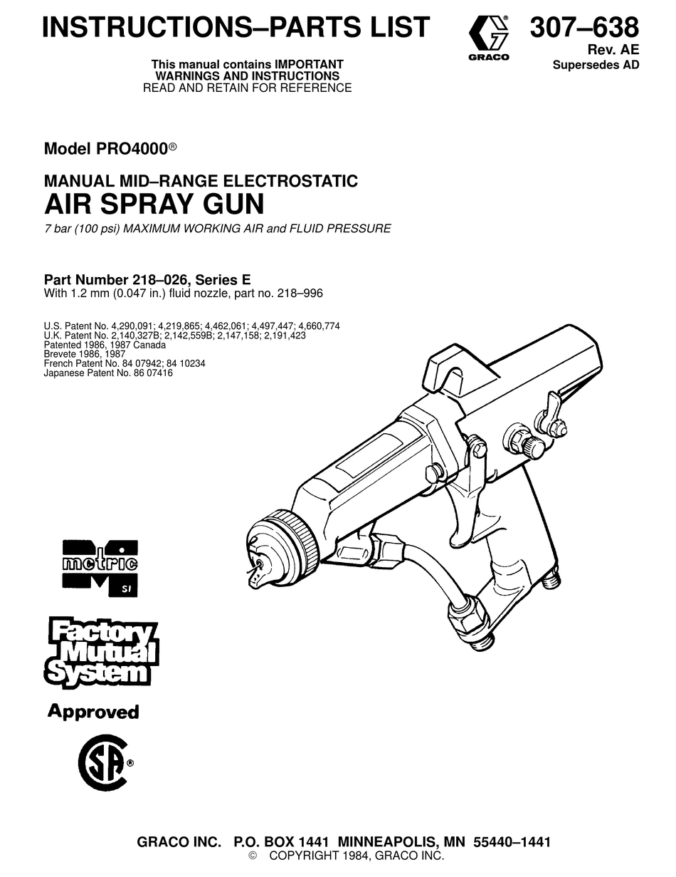 GRACO 218026 INSTRUCTIONSPARTS LIST MANUAL Pdf Download ManualsLib