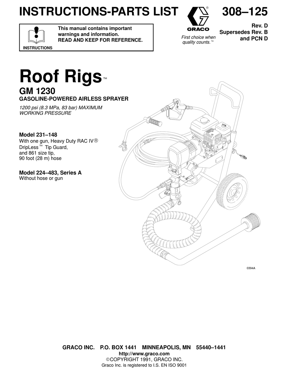 GRACO ROOF RIGS 224483 INSTRUCTIONS-PARTS LIST MANUAL Pdf Download ...