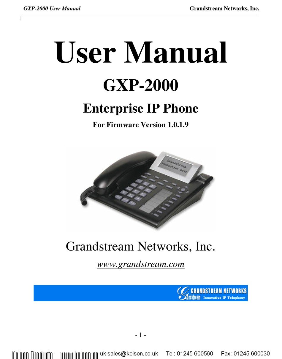 Grandstream Works Gxp 2000 User Manual Pdf Download Manualslib