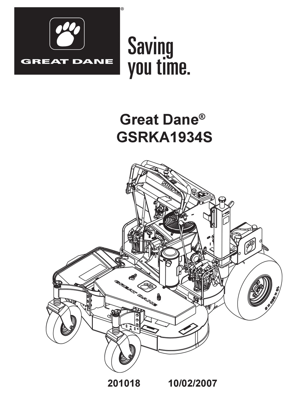 GREAT DANE GSRKA1934S OPERATOR'S MANUAL Pdf Download