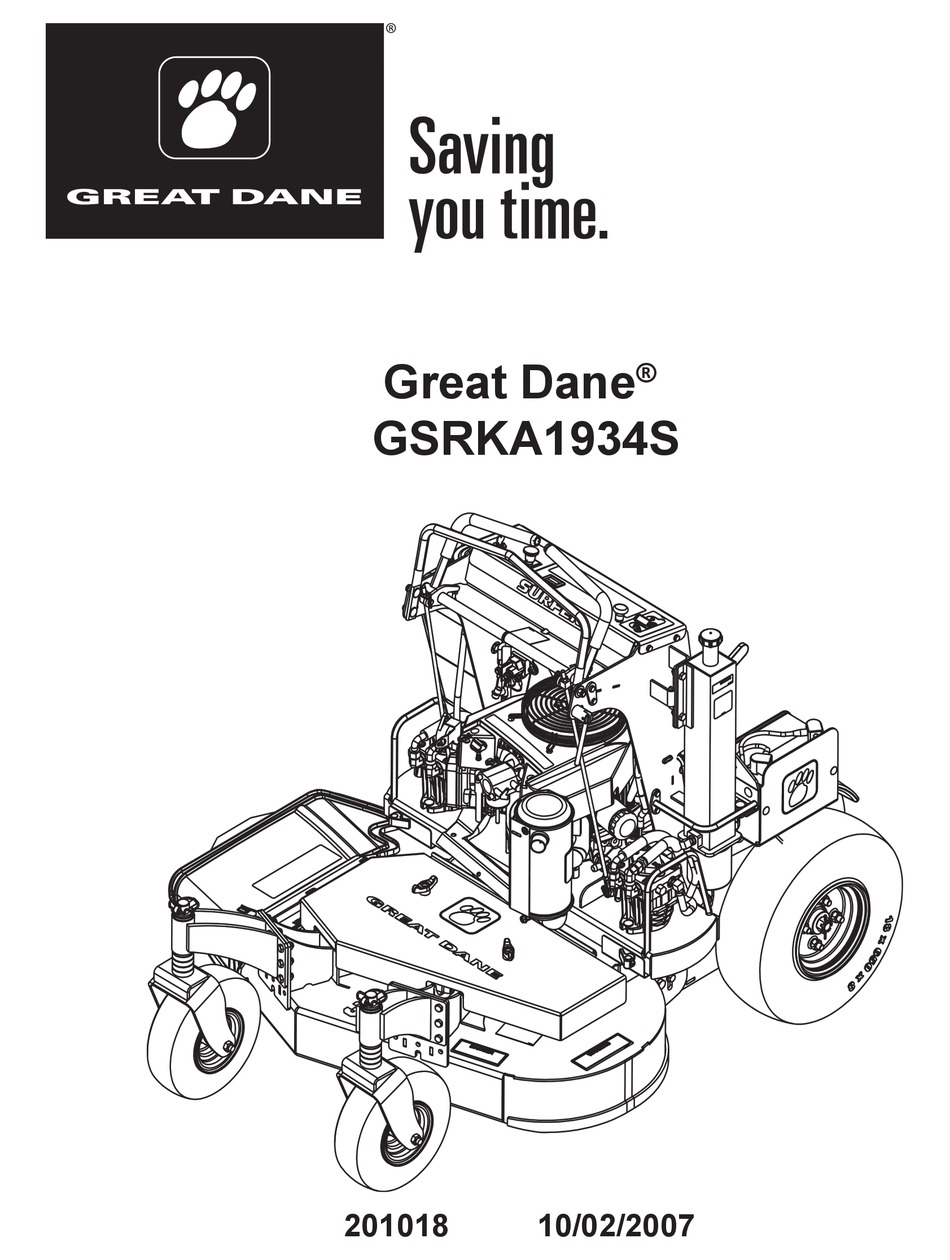 Operator & Parts Manual Fits Great Dane Super Surfer Series II