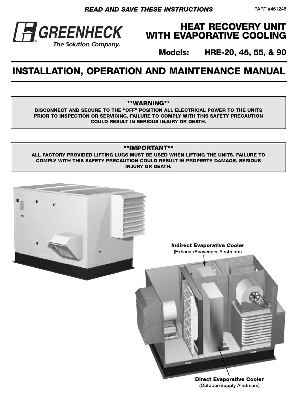 GREENHECK HRE-20 INSTALLATION, OPERATION AND MAINTENANCE MANUAL Pdf ...