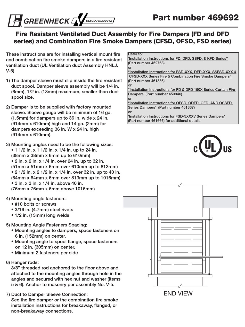 GREENHECK CFSD SERIES INSTALLATION INSTRUCTIONS Pdf Download ManualsLib