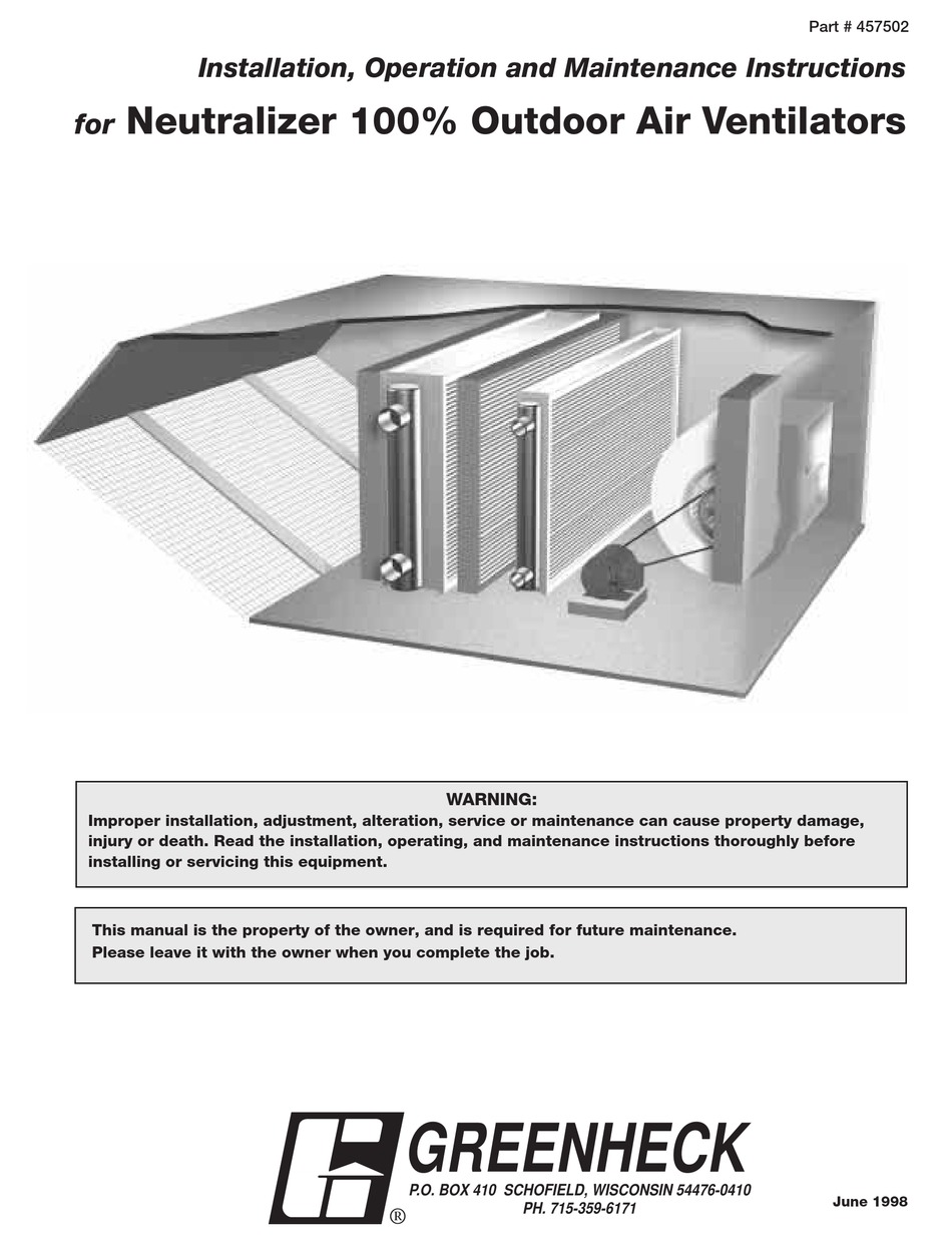 GREENHECK OUTDOOR AIR VENTILATOR INSTALLATION, OPERATION & MAINTENANCE ...