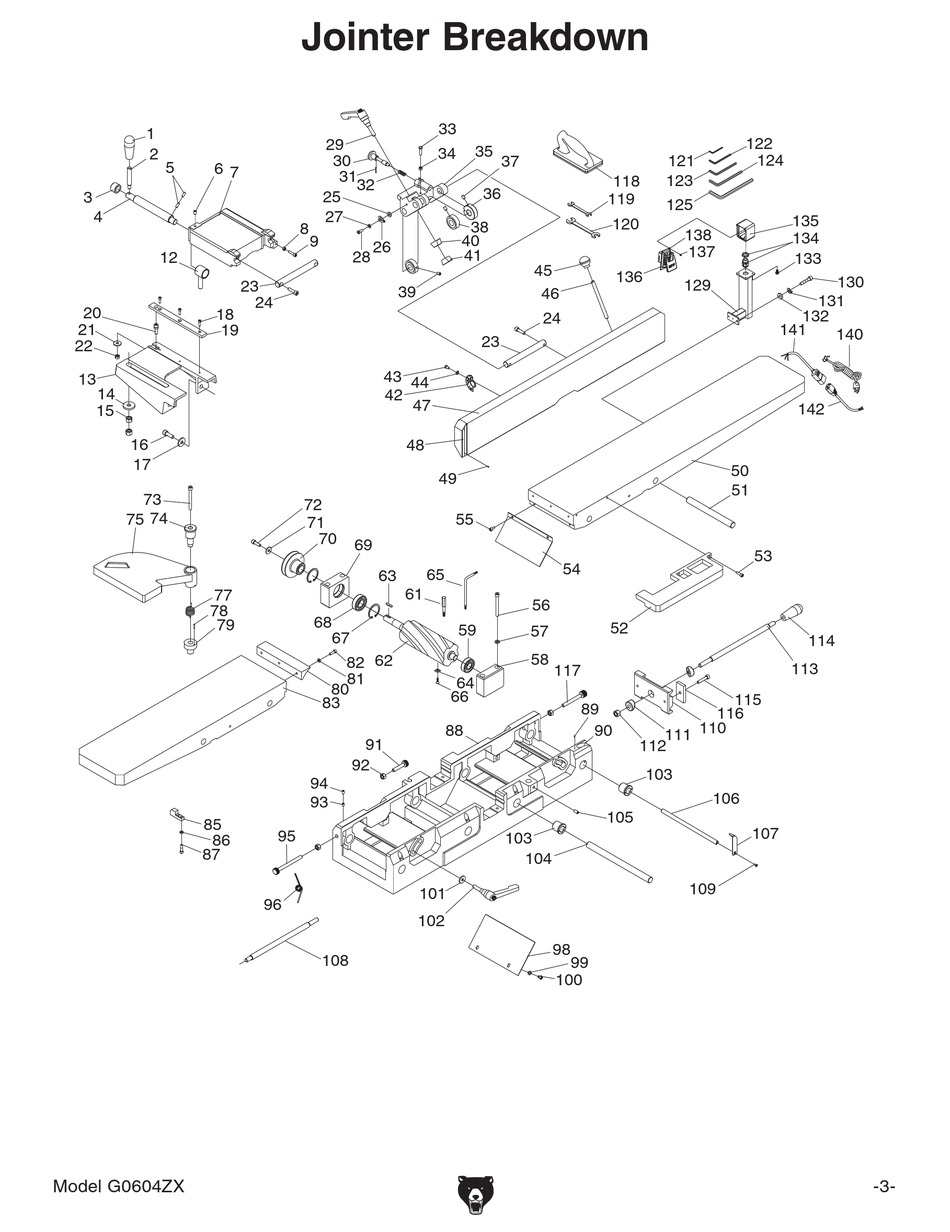 GRIZZLY JOINTER G0604ZX PARTS LIST Pdf Download ManualsLib