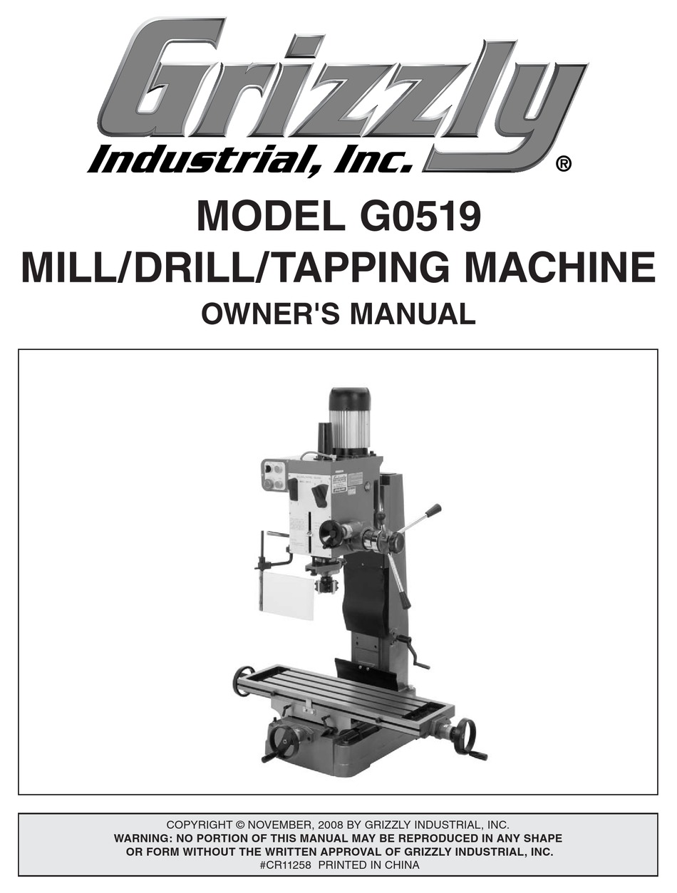 GRIZZLY G0519 OWNER'S MANUAL Pdf Download ManualsLib