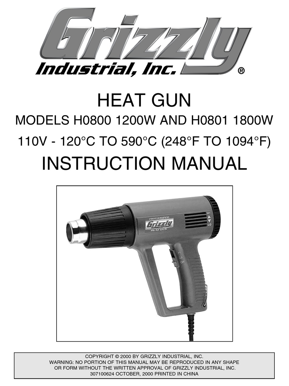 GRIZZLY H0800 1200W INSTRUCTION MANUAL Pdf Download ManualsLib