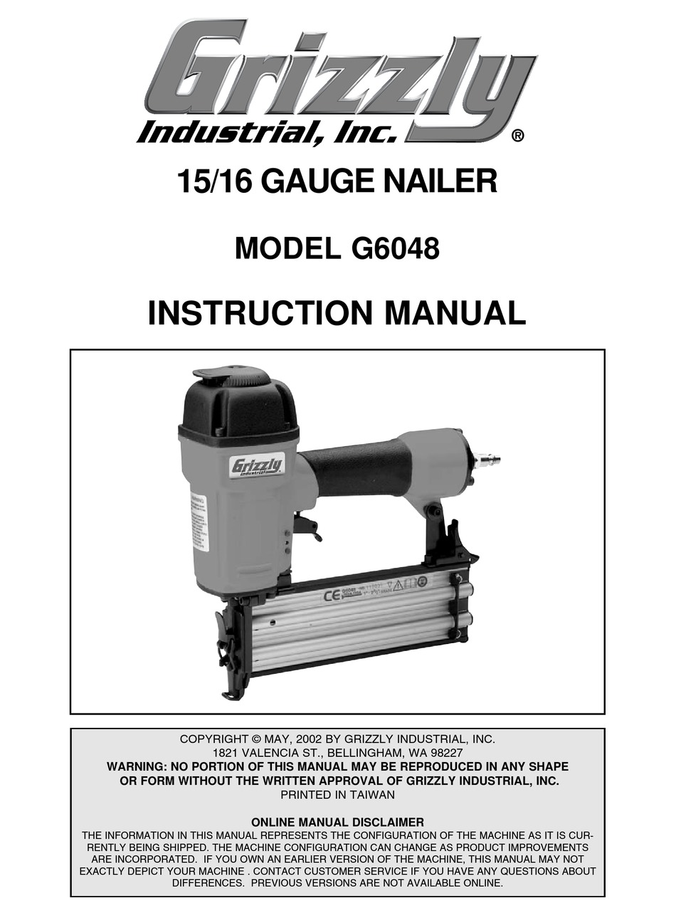 GRIZZLY G6048 INSTRUCTION MANUAL Pdf 