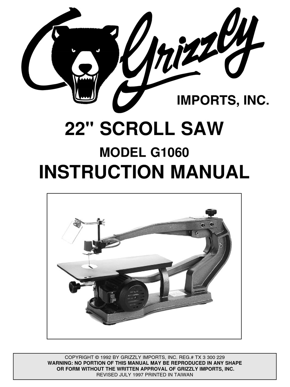 GRIZZLY G1060 INSTRUCTION MANUAL Pdf Download ManualsLib