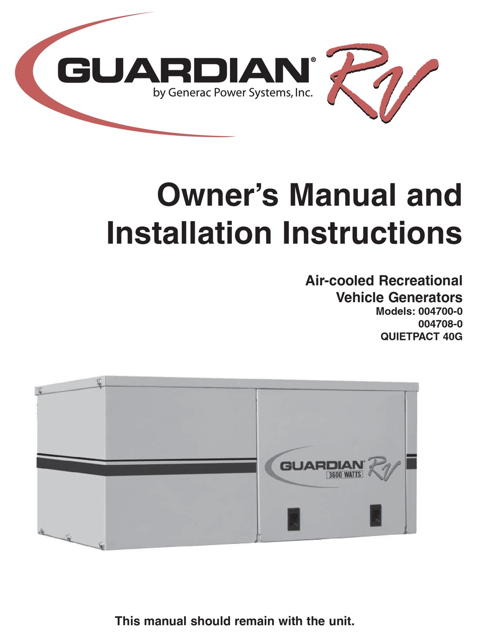 GUARDIAN 0047000 INSTALLATION AND OWNER'S MANUAL Pdf Download ManualsLib