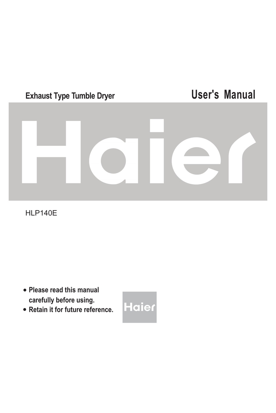 HAIER HLP140E USER MANUAL Pdf Download | ManualsLib