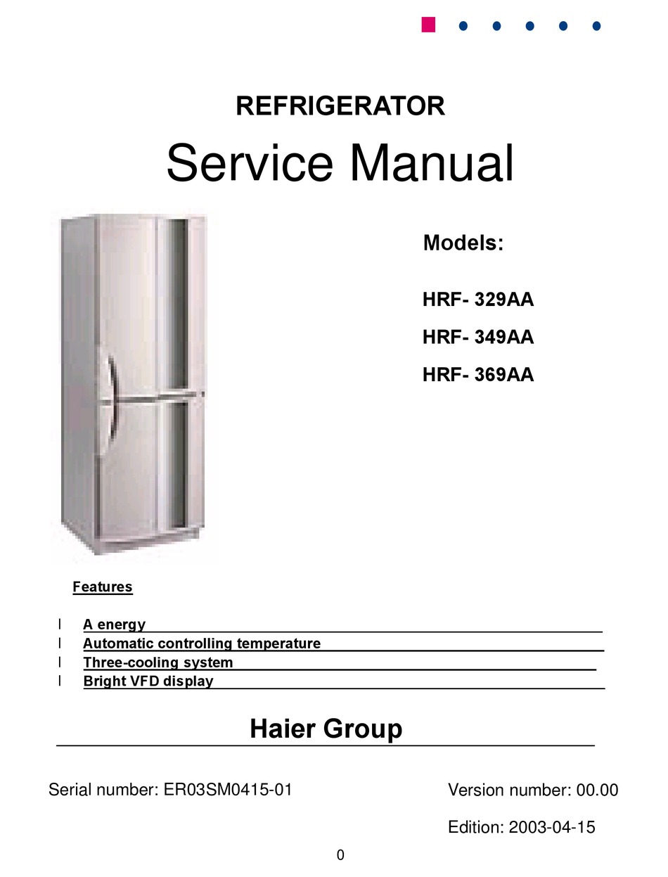 HAIER HRF- 329AA SERVICE MANUAL Pdf Download | ManualsLib
